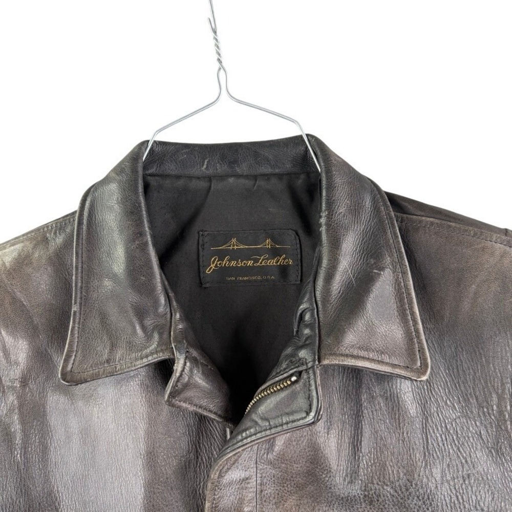 Johnson Bomber Leather‎ Jacket Mens Medium Brown San Francisco USA Vintage